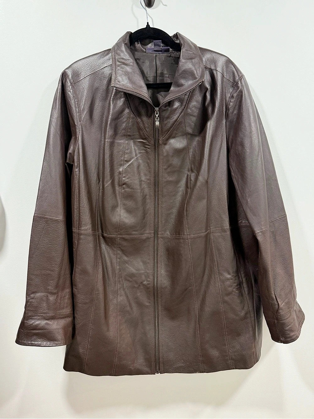 Roaman's Women's Real Leather Jacket Brown Size 20W